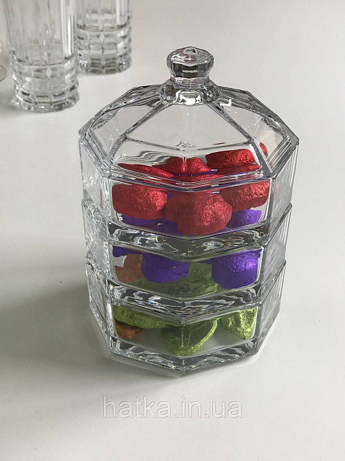 Цукорниця ємність для зберігання скляна "Квартет" 3*300 мл 11,5х17,5 см Київ - фото 1