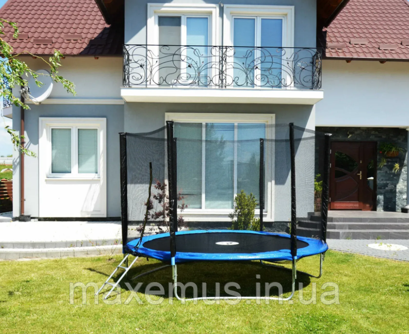 Батут детский Atleto 312 см с защитной сеткой и лестницей батут для детей садовый батут синий Мостиська - фото 20