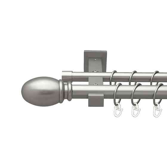Карниз Orvit Белуно металевий дворядний техно гладка труба кільце металеве Сатин 25\19 мм 160 см (00-00026353) Львів