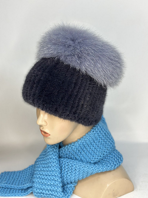 Норковая шапка женская меховая зимняя Мерлин Графитовый Харьков - изображение 11