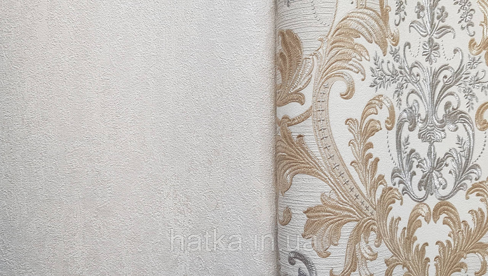 Шпалери вінілові на флізеліні AdaWall Signature1.06х10 під штукатурку структурні світло-бежеві зі сріблом Київ - фото 2