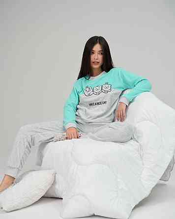 Жіноча піжама зі штанами Nicolette Три котики — Велюр 87125 L, Бірюзовий Київ