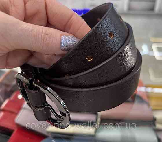 Женский ремень из итальянской кожи коричневого цвета с овальной пряжкой 30 мм PS Leather Киев