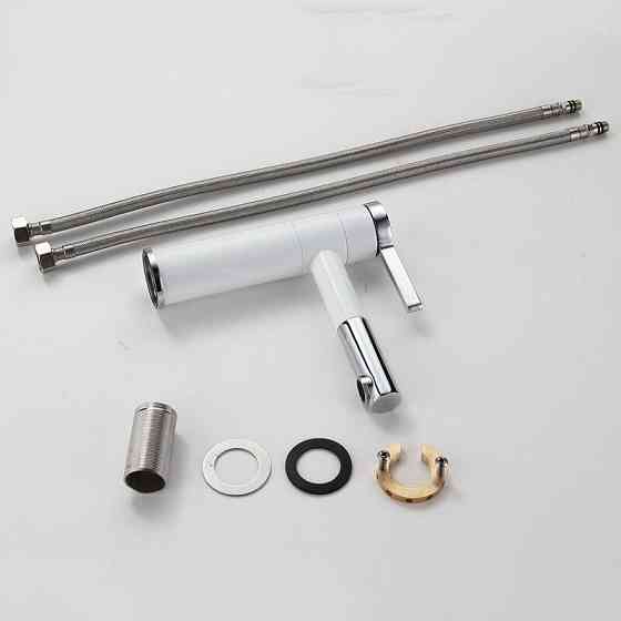 Смеситель для умывальника однорычажный, кран для холодной и гарячей воды WanFan для ванны Белый-хром Каменец-Подольский