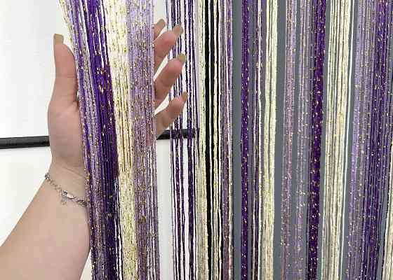 Штори-нитки з люрексом Молочний з бузковим і фіолетовим 300х300см 1 шт (61-126) Київ