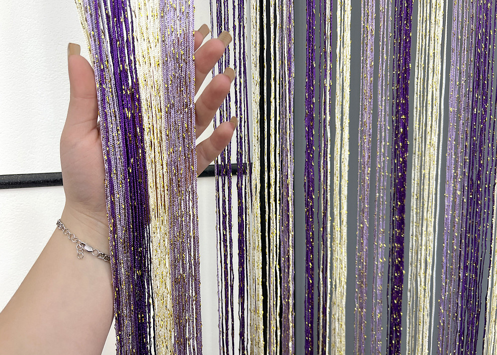 Штори-нитки з люрексом Молочний з бузковим і фіолетовим 300х300см 1 шт (61-126) Київ - фото 5