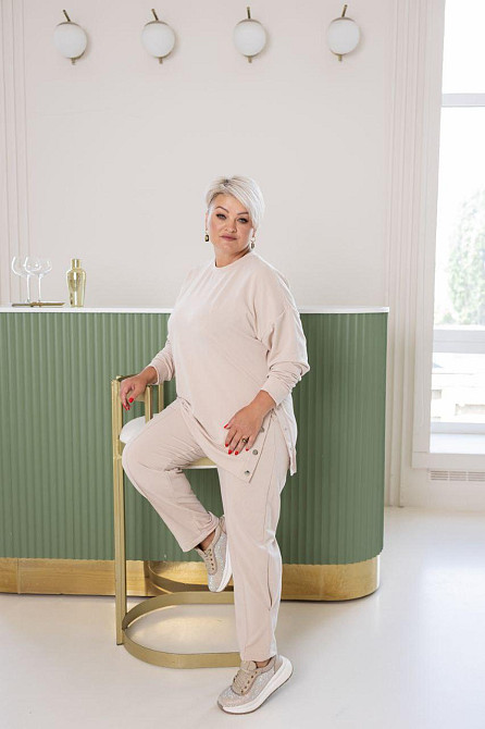 Жіночий стильний повсякденний костюм двонитка Беж, 54/58 Одеса - фото 5