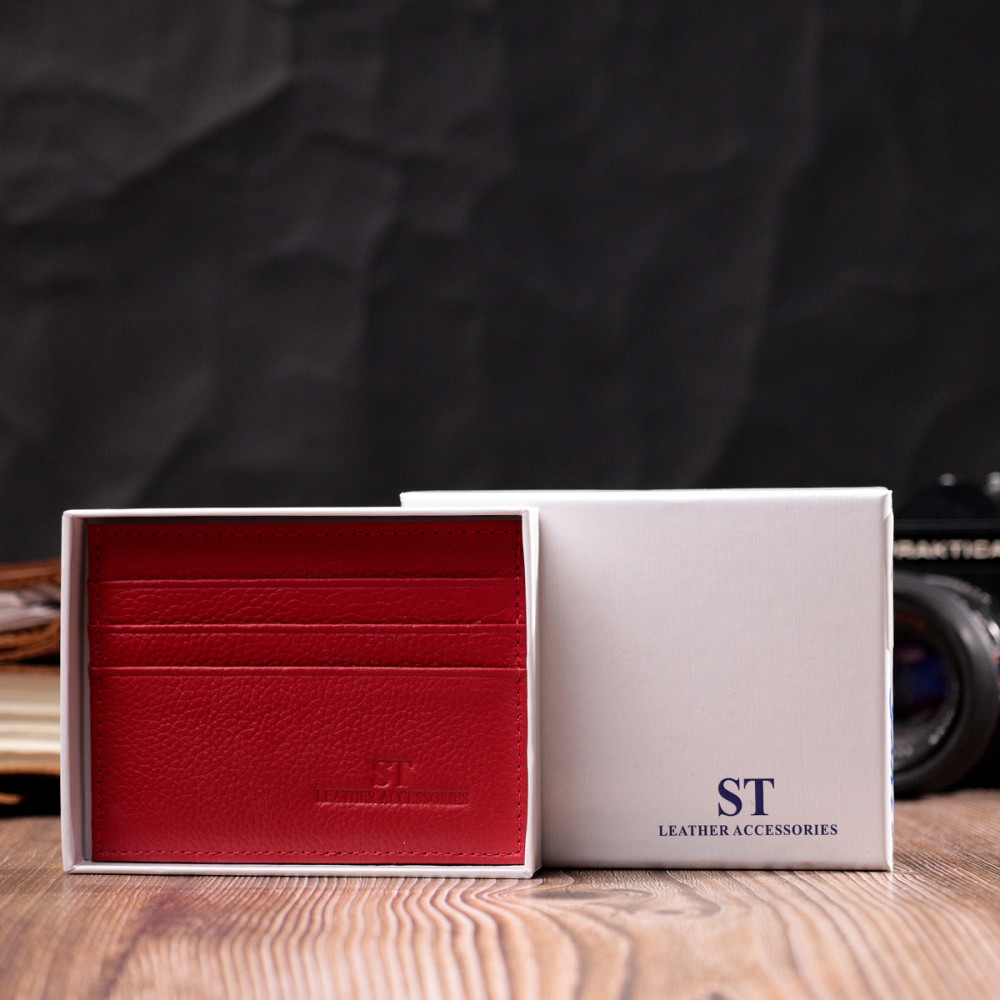 Яркий кард-кейс из натуральной кожи ST Leather 22445 Красный Киев - изображение 9