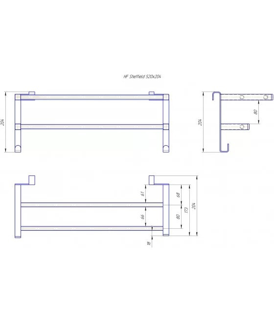 Полиця для рушників навісна HF Sheffield 520x204 black matt Київ - фото 5