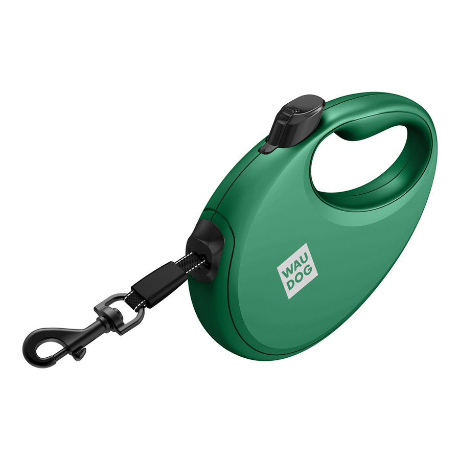 Поводок-рулетка для собак WAUDOG R-leash с контейнером для пакетов, светоотражающая лента, L, до 40 кг, 5 м, зеленый Киев - изображение 5