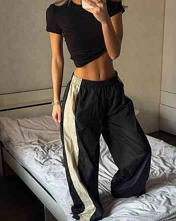 Женские спортивные оверсайз штаны матовая плащевка жатка Одесса