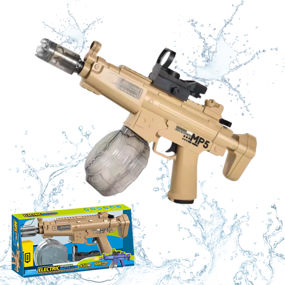 Водный электрический пистолет для детей, водный автомат МР5 на аккумуляторе с подсветкой, коричневый Каменец-Подольский - изображение 1