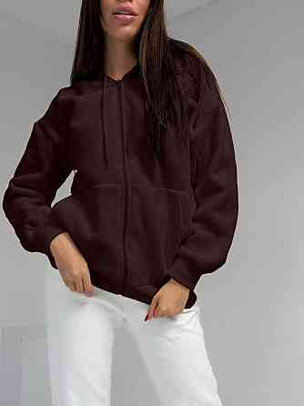 Жіноча тепла флісова кофта на змійці щільний двосторонній фліс Шоколад, 50/52 Одеса