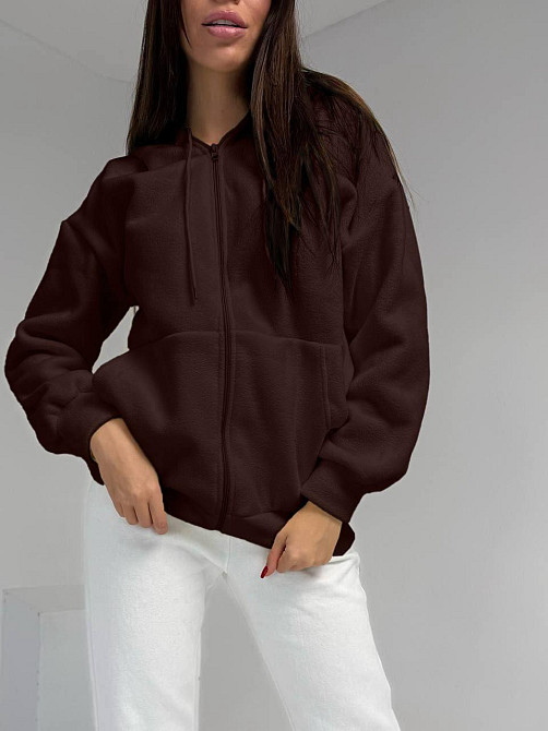 Женская теплая флисовая кофта на змейке плотный двухсторонний флис Шоколад, 50/52 Одесса - изображение 1