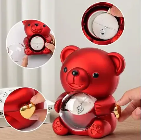 Gemei Вращающаяся шкатулка-медведь с розой в колбе Коломыя