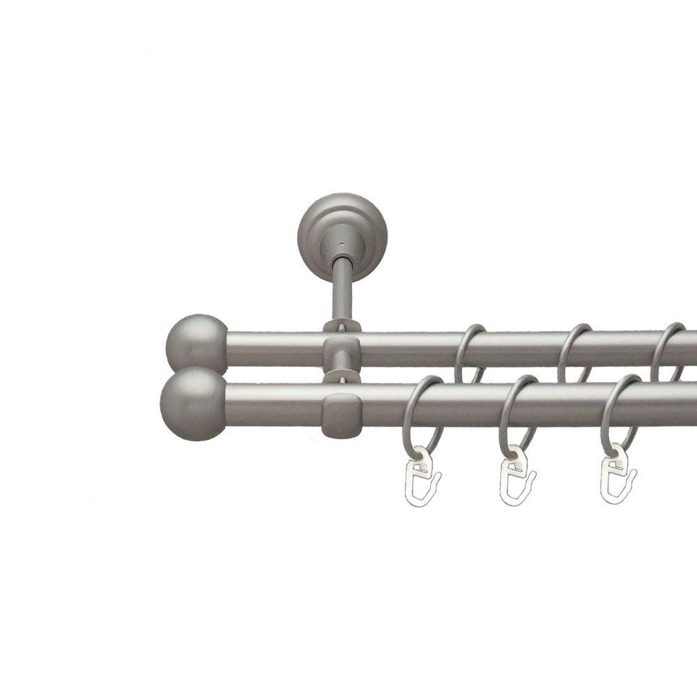 Карниз Orvit Куля Болонь металевий дворядний відкритий гладка труба кільце металеве Сатин 19\16 мм 160 см (00-00013720) Львів - фото 1