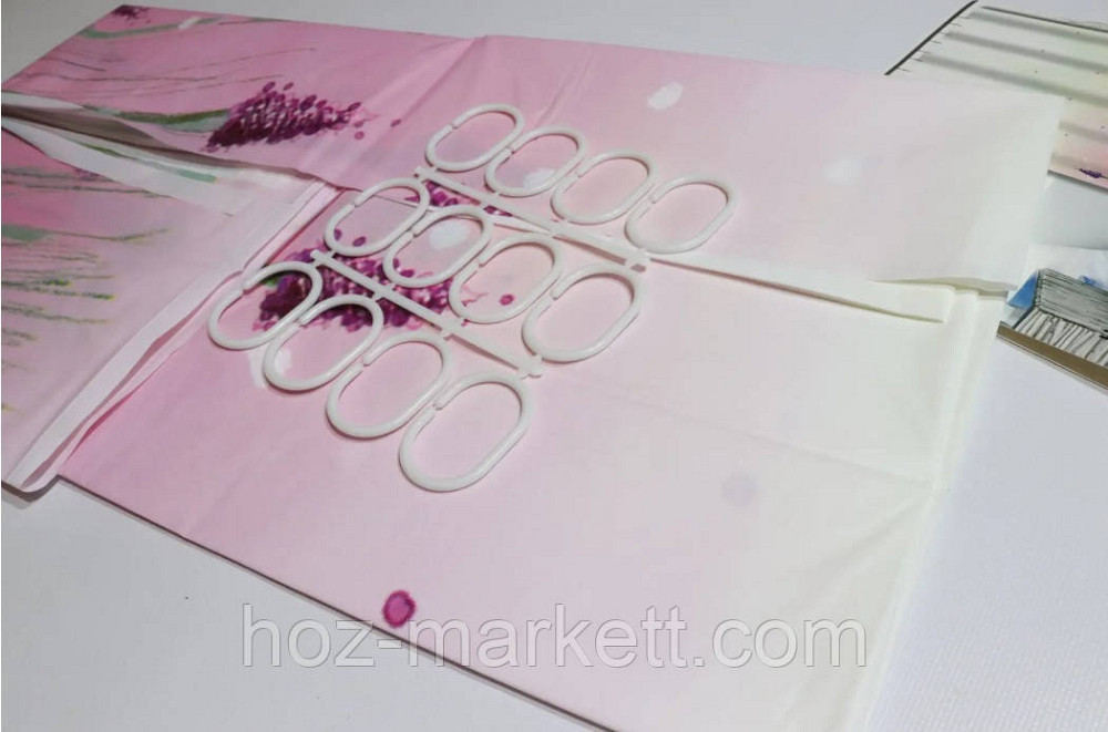 Штора в ванную силиконовая Эфиопия Лаванда розовая шторка для ванной 180 х 180 см Харьков - изображение 2