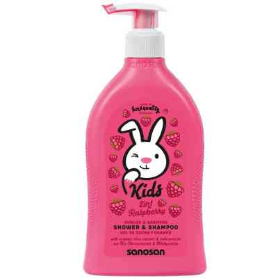 Детский шампунь Sanosan Kids гель 2 в 1 с ароматом малины 400 мл (4003583207312) Винница