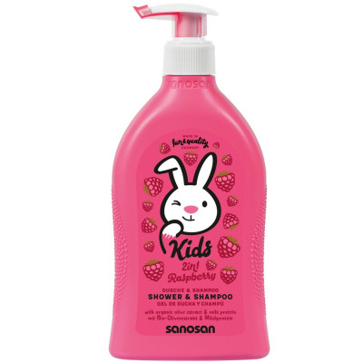 Детский шампунь Sanosan Kids гель 2 в 1 с ароматом малины 400 мл (4003583207312) Винница - изображение 1