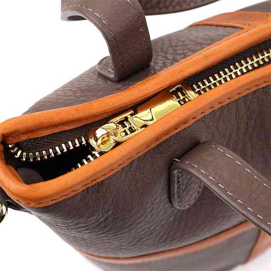 Женская кожаная сумка с коричневой вставкой на лицевой стороне Vintage 22999 Бежево-серый Киев