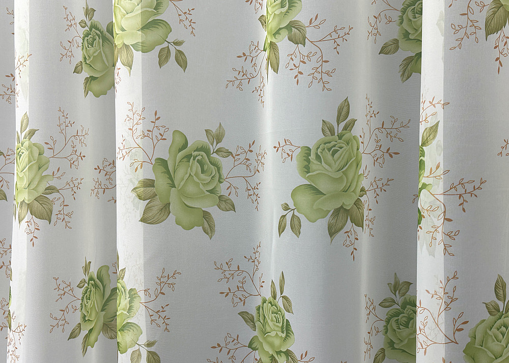 Тюль VR-Textil 1810т Шифон з принтом Білий з салатовий 300х270 см (40-673) Київ - фото 5