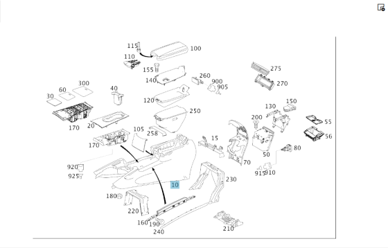 Mercedes-Benz  A1646801052 7H20 Корпус центральної консолі підлокітника сірий GL X164 ML W164 Одеса