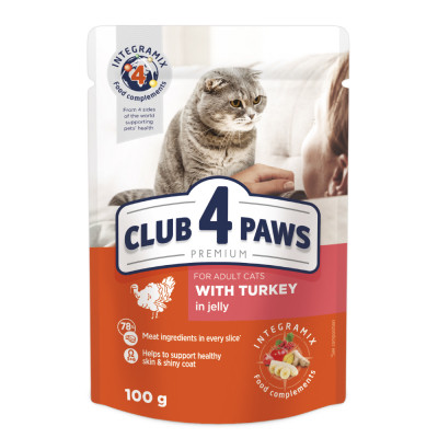 Влажный корм для кошек Club 4 Paws в желе с индейкой 100 г (4820215364256) Винница - изображение 1