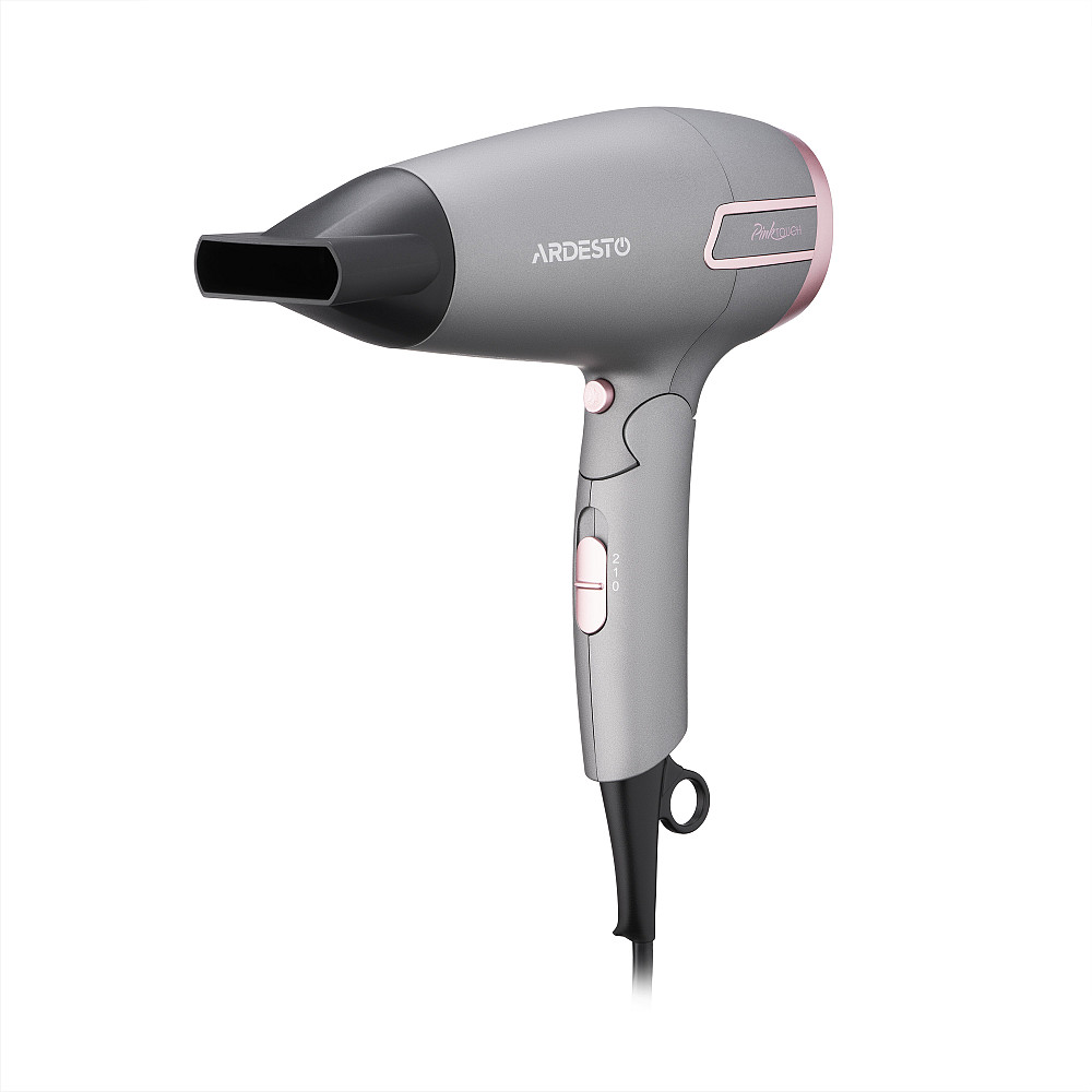Фен ARDESTO Pink Touch, 2000Вт, 2 швидкості, 2 темп.режими, складана ручка, сірий+рожевий Київ - фото 2
