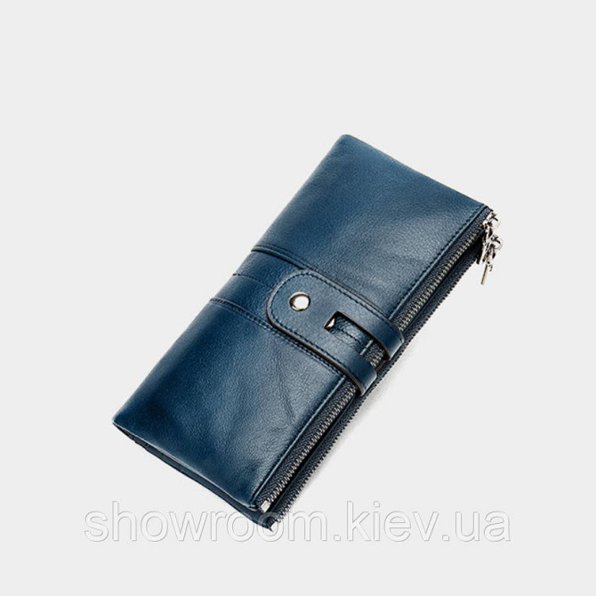 Женский кожаный синий кошелек Leather Collection (8560) Киев - изображение 1