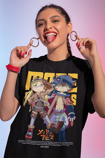 Футболка з аніме принтом Маде Ін Абйсс Гірл оверсайз (S/M/L) Чорний AnimeJ0344 Дніпро - фото 1