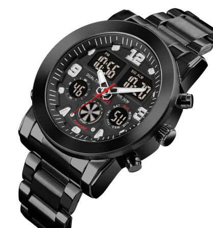 Чоловічий наручний класичний годинник Skmei 1642 (Чорний з чорним циферблатом) Київ