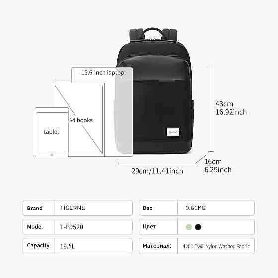 Рюкзак городской повседневный Tigernu T-B9520 15.6