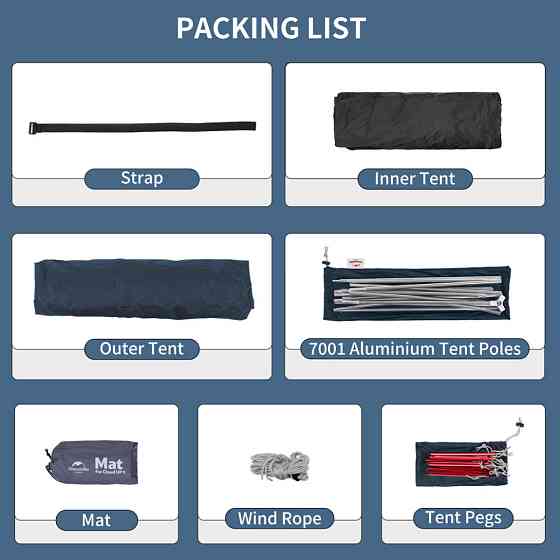 Намет легкий тримісний з футпринтом Naturehike Cloud Up 3 UL NH18T030-TT 20D (Темно-синій) Вінниця