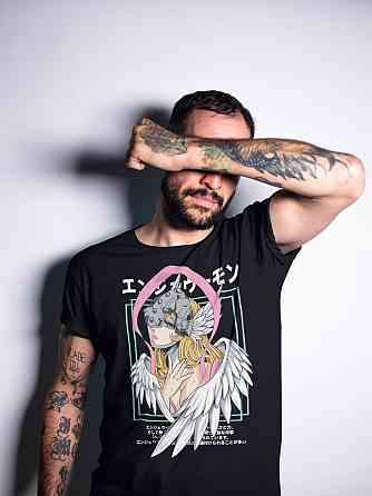 Футболка з аніме принтом Ангевомон С Аніме Дігімон оверсайз (S/M/L) Чорний AnimeJ0158 Дніпро