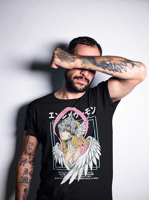 Футболка аниме Ангевомон С Аниме Дигимон оверсайз (S/M/L) Черний AnimeJ0158 Днепр - изображение 2