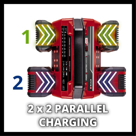Потужний зарядний пристрій для 4-х акумуляторів Einhell 2x2 Power X-Quattrocharger 4А Київ