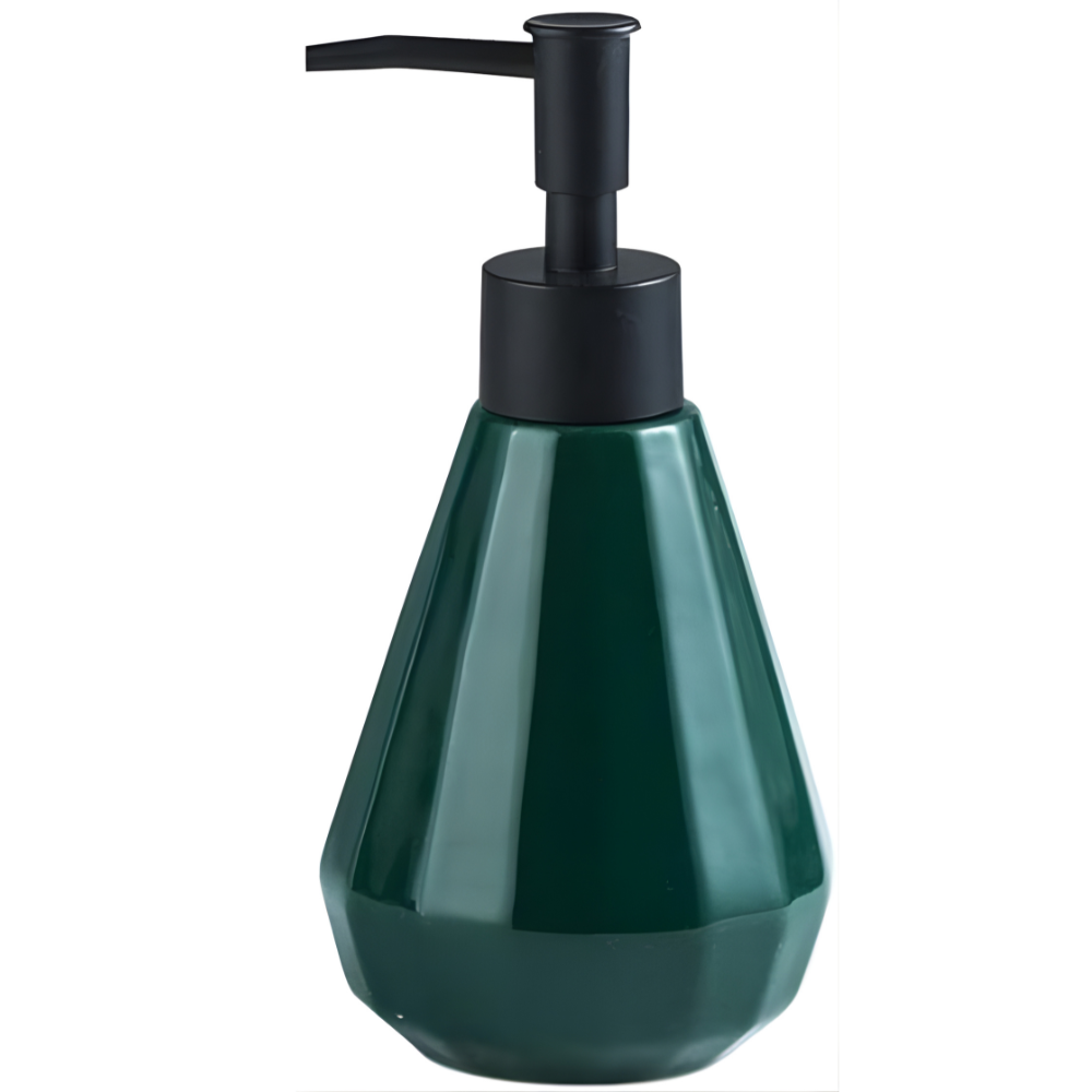 Диспенсер-дозатор для мыла керамический для ванной и кухни 250 мл, для жидкого мыла и моющего средства, зелёный Каменец-Подольский - изображение 2