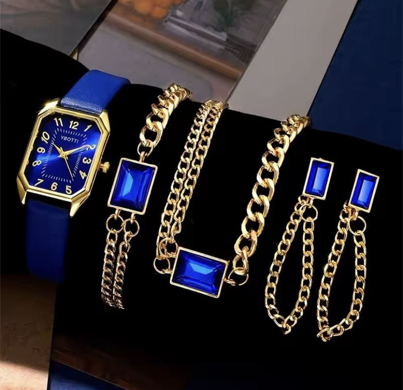 Подарочный набор для женщин наручные часы браслет ожерелье и серьги без подарочной коробки синий Киев - изображение 2