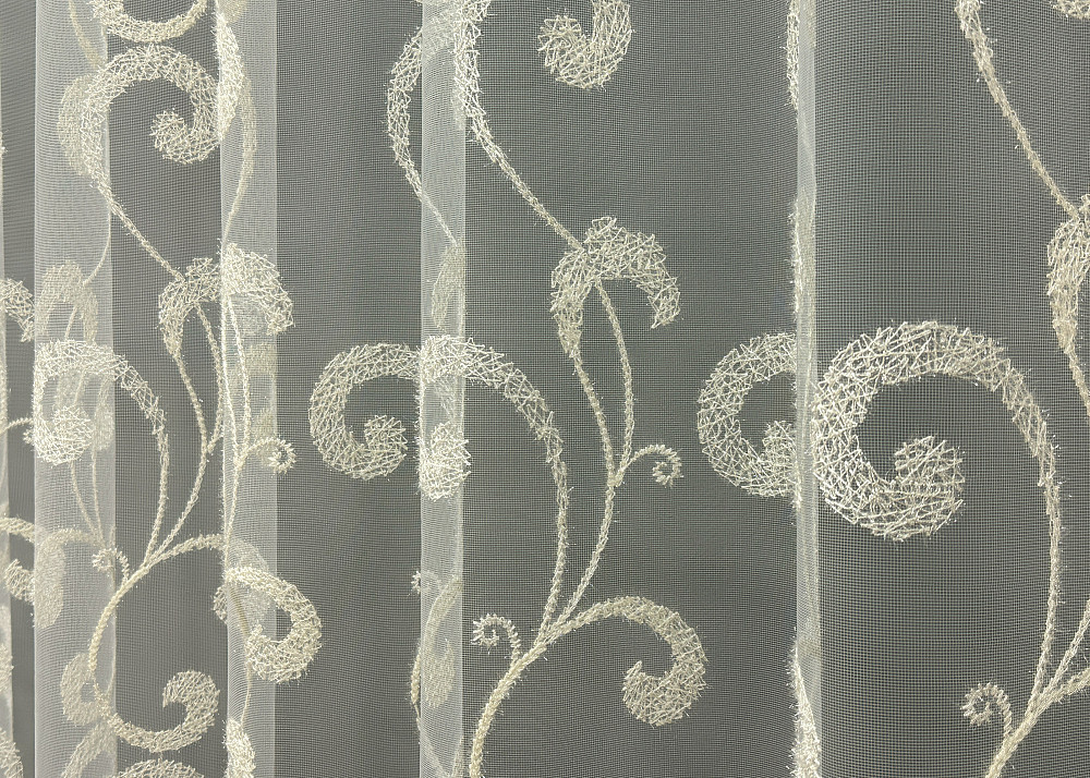 Тюль VR-Textil 1684т Фатин с вышивкой Молочный 300х270 см (42-0727) Киев - изображение 6