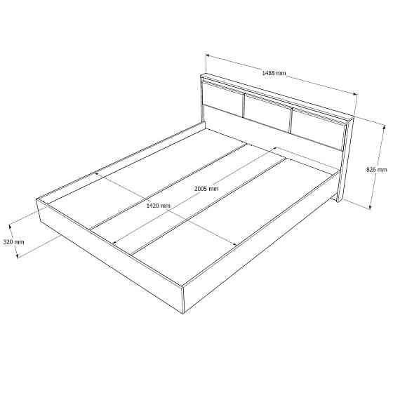 Кровать двуспальная (ламельный каркас) Эверест Сити-1400 200,5х148,8х82,6 см Дуб сонома/Графит (DTM-071113) Львов