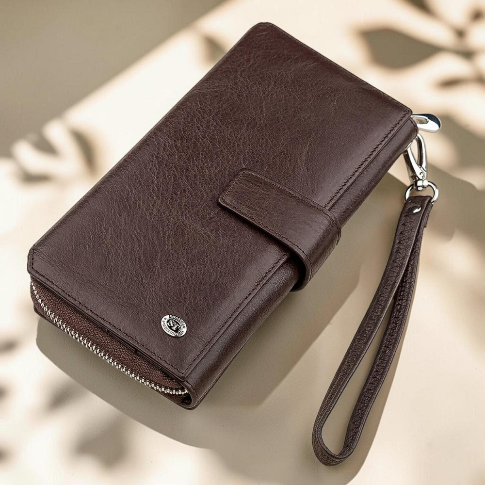Жіночий шкіряний гаманець з ремінцем коричневий (ST Leather) Київ - фото 18