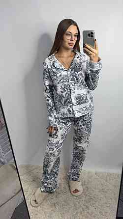 Женский комплект из натуральной ткани Диор черный, Молочный, M-L Харьков