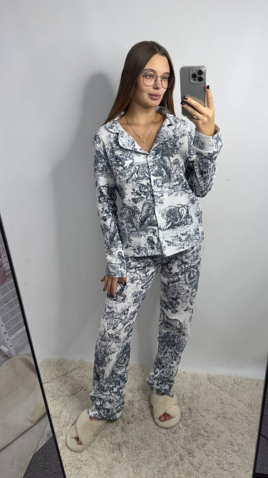 Женский комплект из натуральной ткани Диор черный, Молочный, M-L Харьков - изображение 1