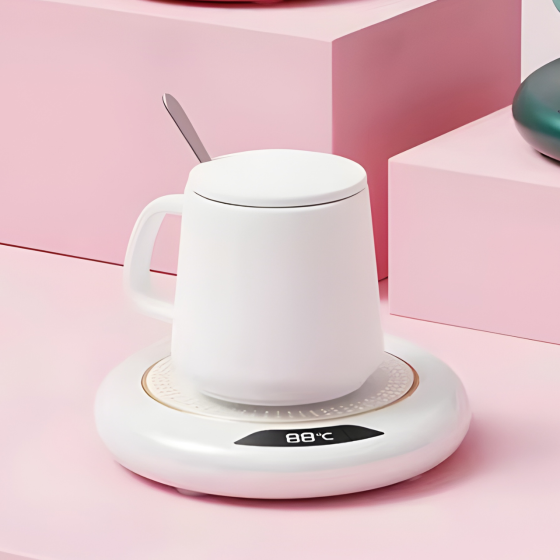 Підставка з підігрівом для напоїв, термонагрівач для чашки 20 Вт з USB-дротом і індикатором температури, білий Кам'янець-Подільський