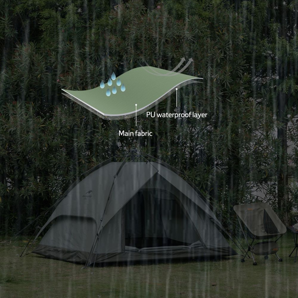Намет чотиримісний автоматичний Naturehike NH21ZP008, темно-зелений Киев - изображение 7