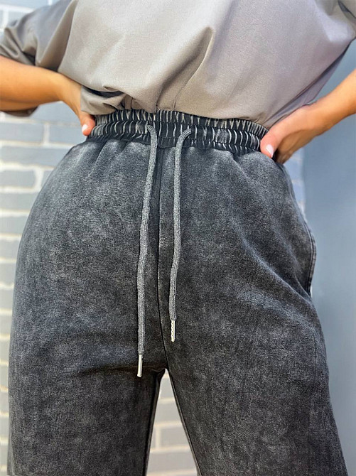 Штаны женские W 9181 джоггеры вареные резинка затяжка снизу графит, графит, S Киев - изображение 16