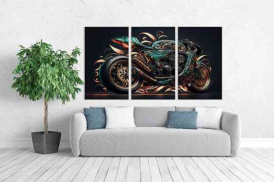 Модульная картина в гостиную / спальню   Мотоцикл    ART-154_3A Киев