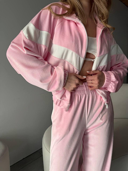 Женский стильный повседневный костюм двойка велюр спорт Барби, 42/44 Одесса - изображение 4