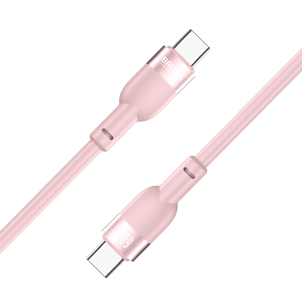 Кабель Brevia Type-C to Type-C 60W 1,2м, рожевий ZIP (52120PCCZ1) Львів - фото 2