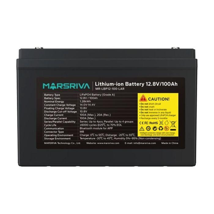 Акумуляторна батарея Marsriva LiFePO4, 12.8V/100Ah, (MR-LBP12-100-LAR), 1.28kWh Київ - фото 1